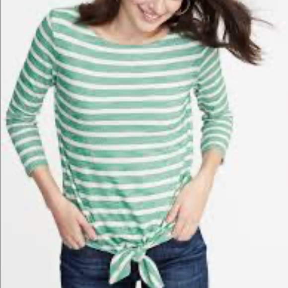 Old Navy tie front green striped cotton sweater - Picture 13 of 13